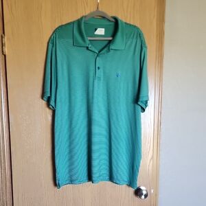 Izod Green Blue Striped Polo Shirt